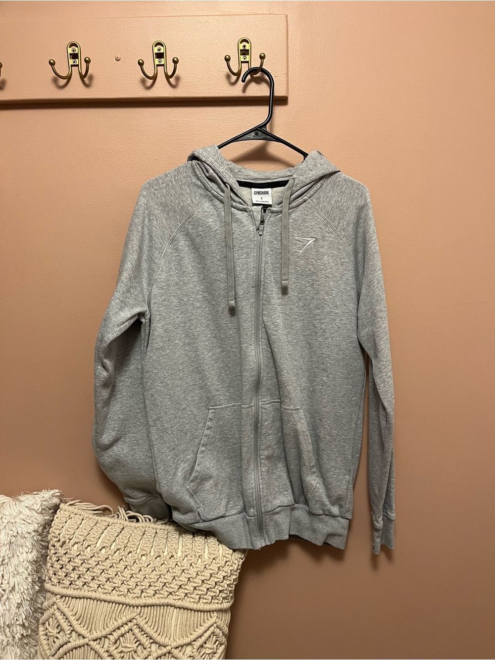 Gymshark Men's Light Gray Zip-Up Hoodie Sweatshirt